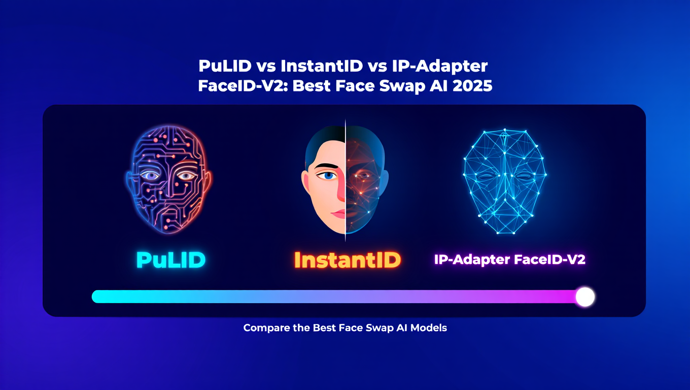 PuLID vs InstantID vs IP-Adapter FaceID-V2: Best Face Swap AI comparison graphic