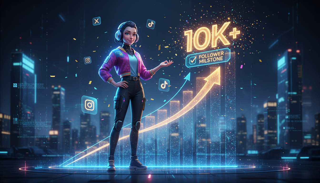 AI influencer follower growth concept with rising metrics chart