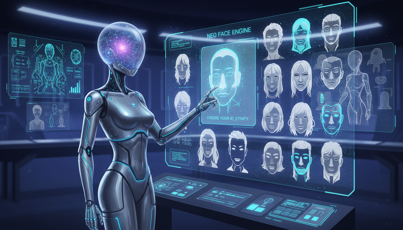 AI influencer face selection concept showing character design options