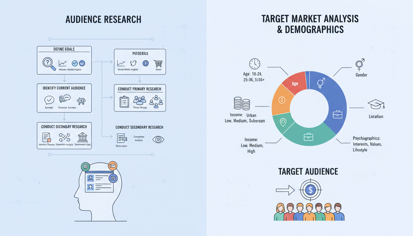 Audience research and target market analysis with demographics