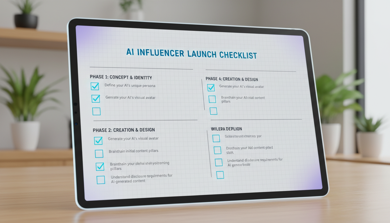 Complete beginner checklist for AI influencer launch