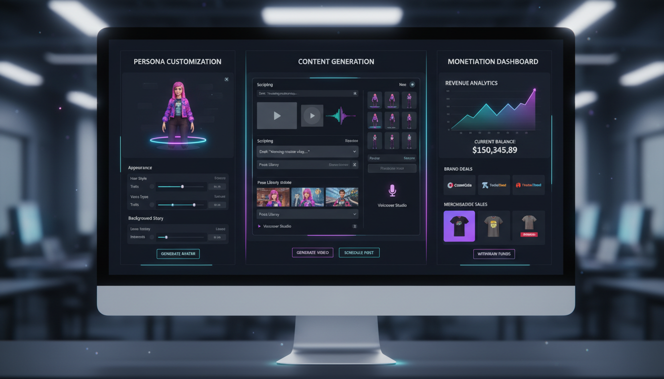 AI influencer creation platform and virtual persona monetization