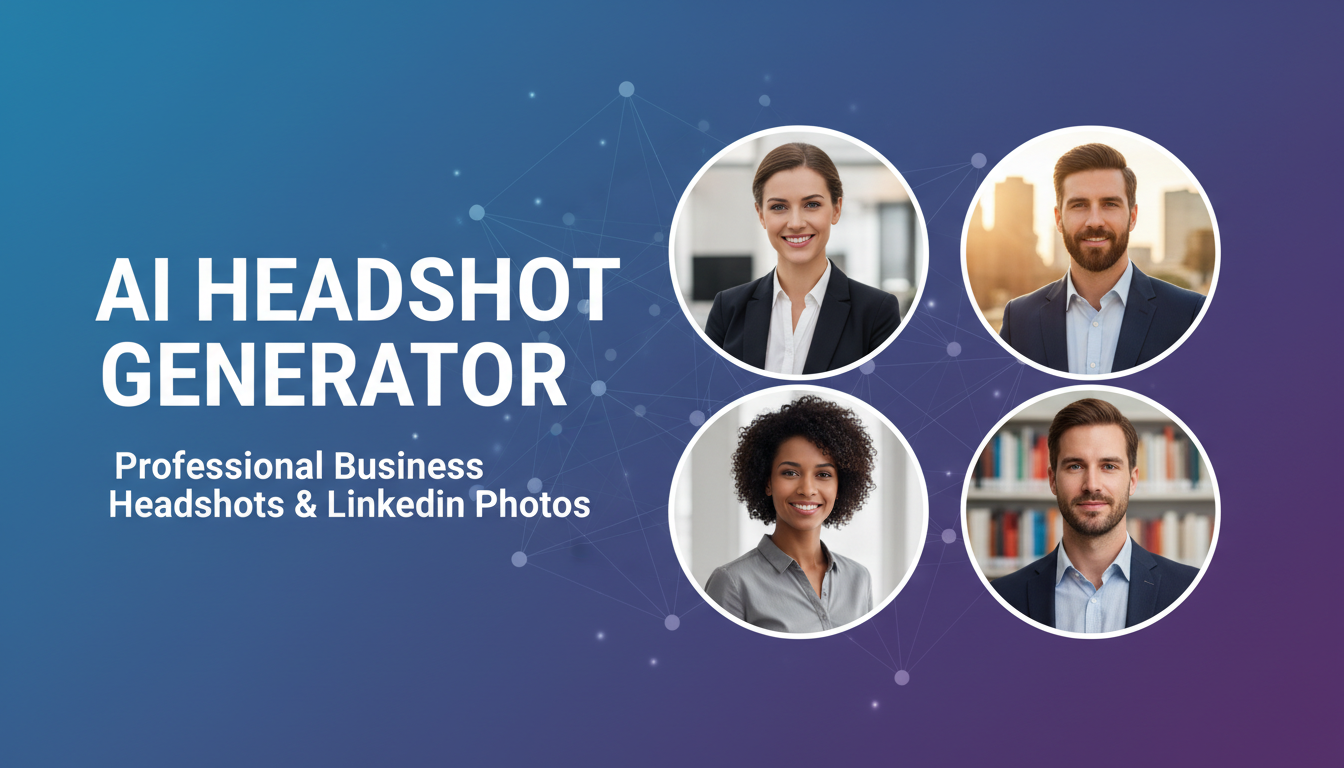 Professional AI-generated headshots showing business portraits and LinkedIn photos created by artificial intelligence