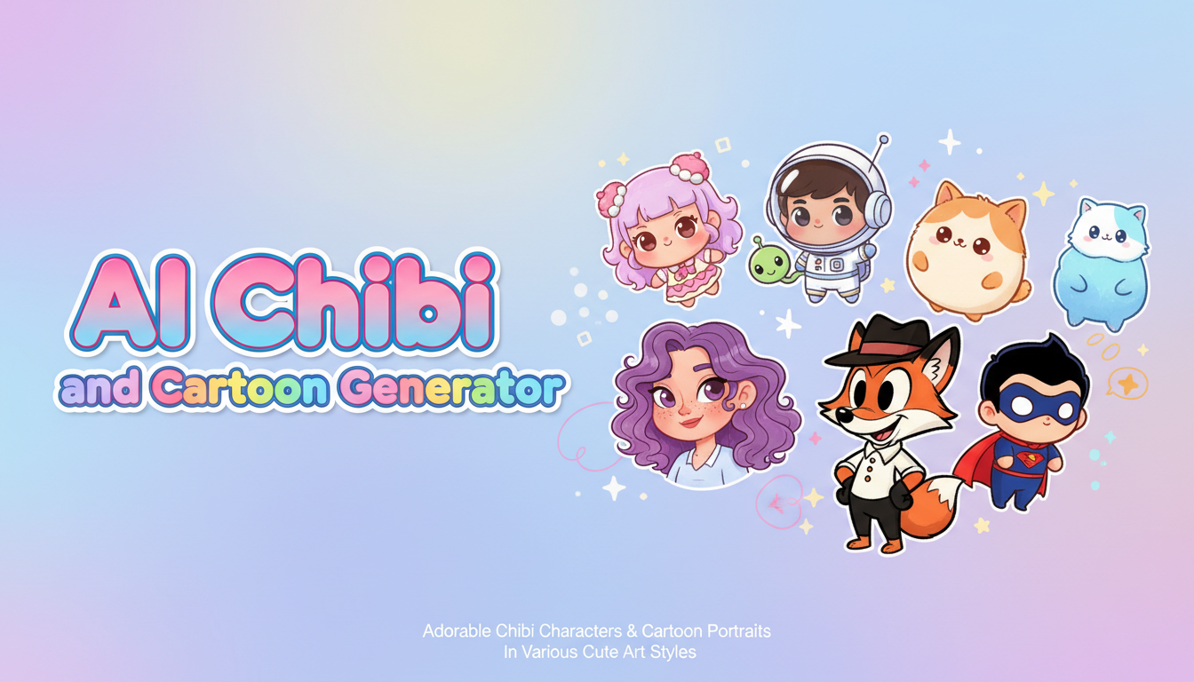 AI chibi generator creating adorable cartoon characters and cute chibi avatars from photos and text prompts