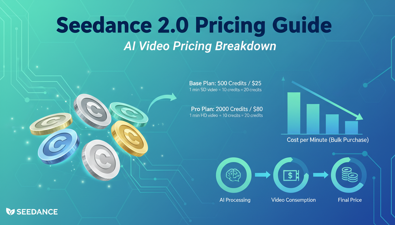 Seedance 2.0 pricing breakdown showing credit costs and subscription plans