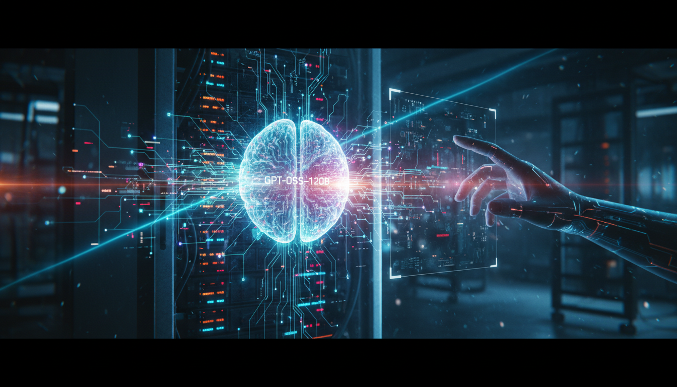 gpt-oss-120B OpenAI open weight model running on a local GPU setup with chain of thought reasoning visualization