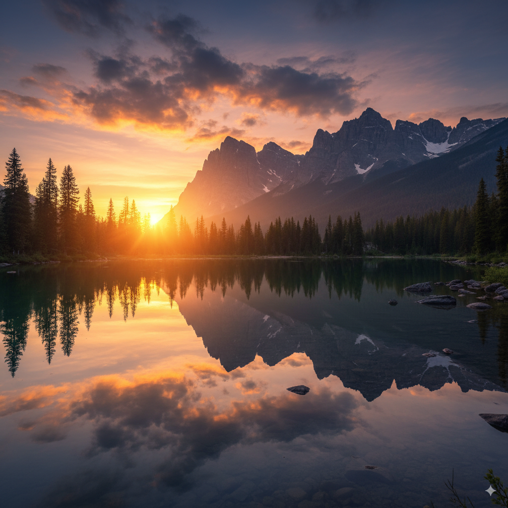 AI Generated Mountain Sunset
