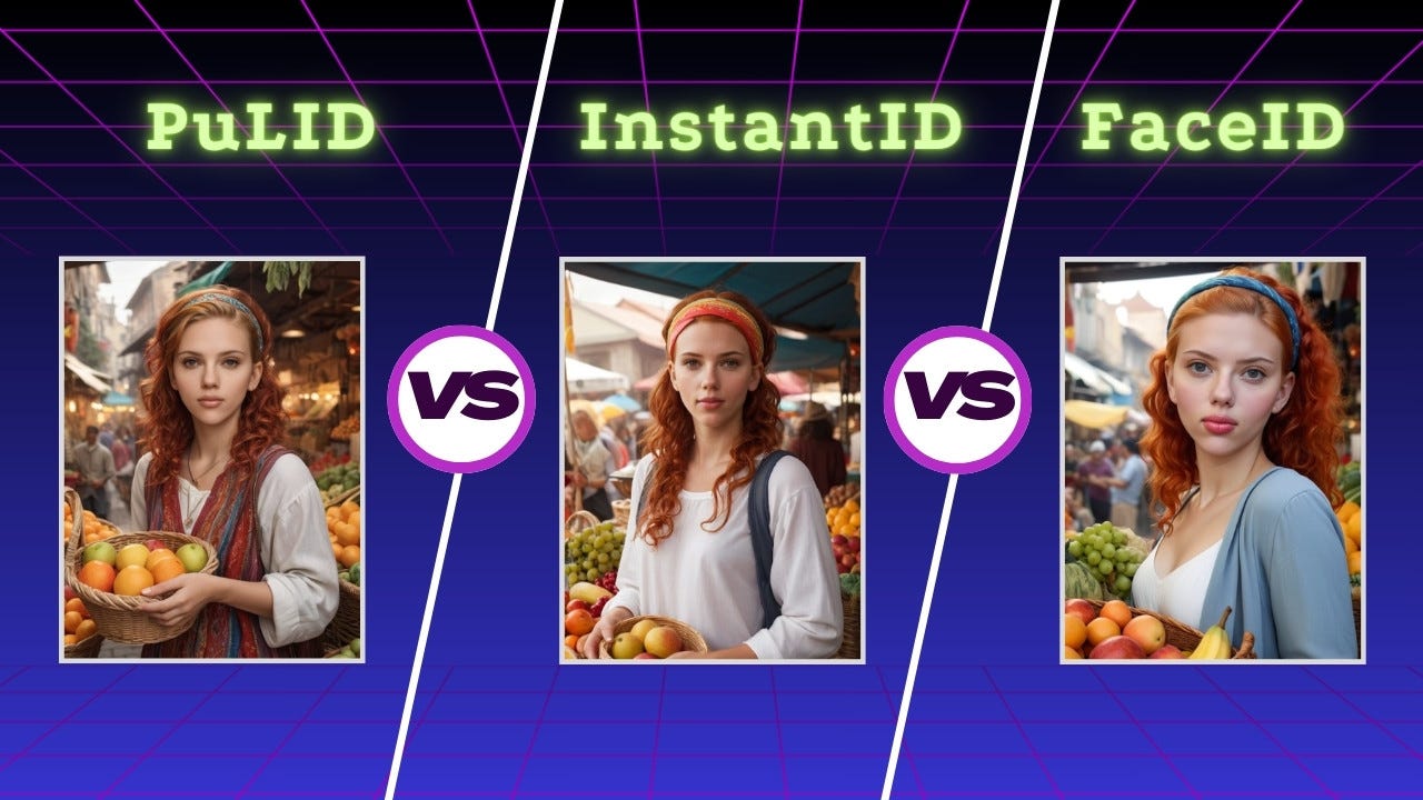 InstantID vs PuLID vs FaceID: Ultimate Face Swap Comparison - Tutorial tagged with face-swapping-comparison