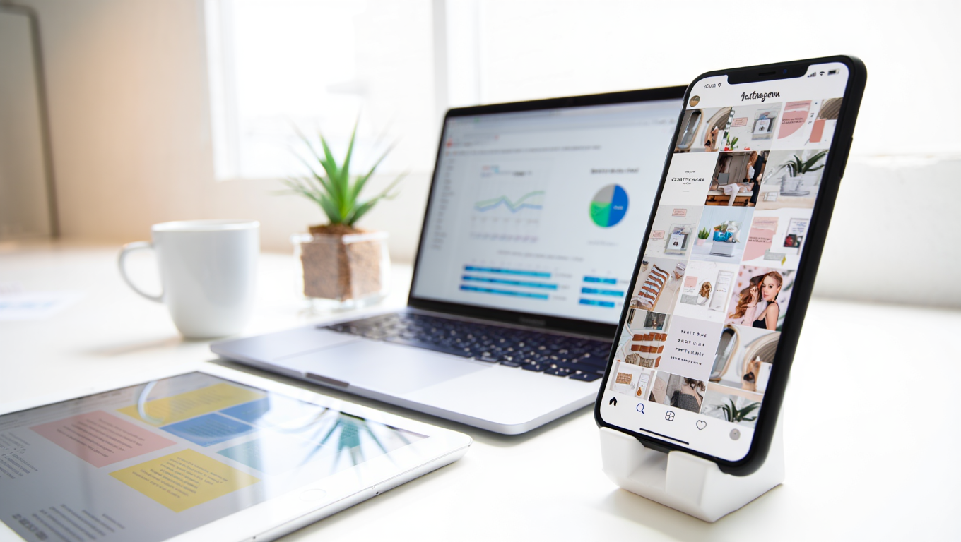 AI influencer content creation workspace with social media planning and analytics