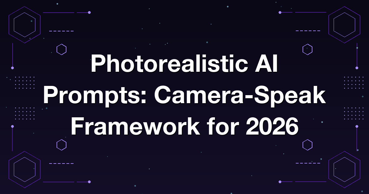 Photorealistic AI Prompts: Camera-Speak Framework for 2026